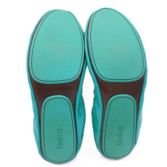 Tieks Patent Leather Turquoise Ballet Flats | Slip On | Fair | Size 10 - Picture 6 of 12